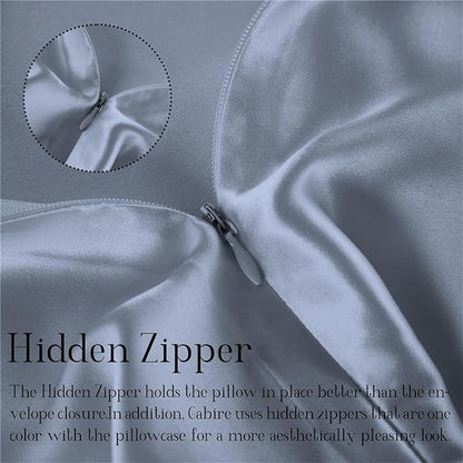 Mulberry Silk Pillowcases Set of 2, Both Sides Real Silk Pillowcase for Hair and Skin Cool Pillowcase Organic Silk Pillowcase 2 Pack with Hidden Zipper, Dusty Blue, Standard (20"×26")