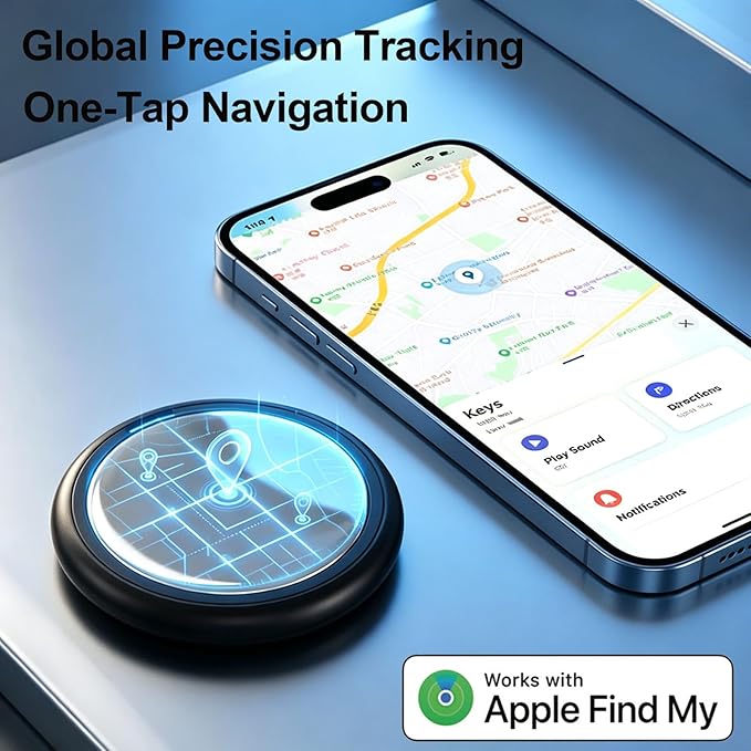 GPS Tracker for Vehicles No Subscription for iOS Only - 1 Pack | Undetectable Car Tracker, Precise Location Bluetooth Tag Compatible with Apple Find My for Key Luggage Kid Pet