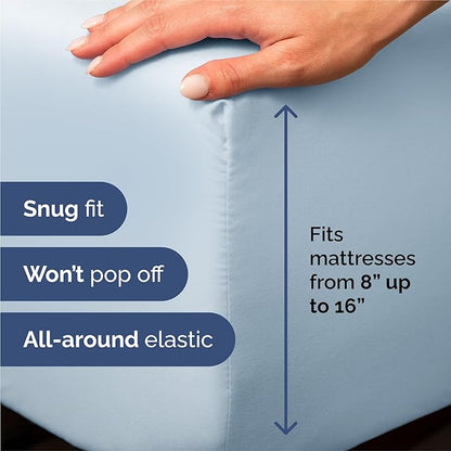 King 6 Piece Sheet Set - Comfy Breathable & Cooling - Ultra Soft Hotel Luxury Bedding Set w/ 8-16 Inch Deep Pockets - 1 Flat & 1 Fitted Sheet & 4 Pillowcases - Wrinkle Free and Easy Care - Sky Blue
