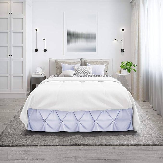Nestl Ice Blue Bed Skirt King Size, Pinch Pleat King Bed Skirt, 14" Inch Drop King Bedskirt, Hotel Quality Ice Blue Bed Skirts, Premium Microfiber Bedskirt for King Bed, Ice Blue King Size Bed Skirt
