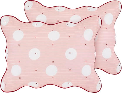 kate spade new york Stripe Dot 3-Piece King Quilt Bedding Set, 100% Cotton Reversible Cover, All Season Warmth Bedding, Machine Washable, Pink