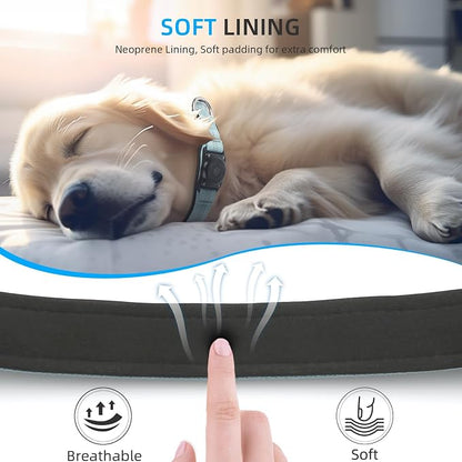 Upgrade Dog Collar with AirTag Holder, IP68 Waterproof, Light Blue, M | Built-in Water Resistant AirTag holder, 1000D Nylon, Reflective Stitching for Night Visibility, Soft padding for Comfort
