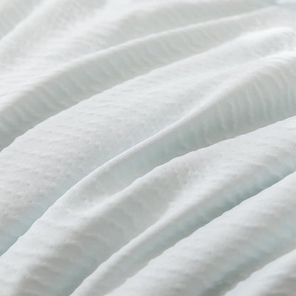 Queen Comforter Set Glacier Blue, 3 Pieces Double-Layer Crinkle Gauze Soft Bedding for All-Season Lightweight Warmth with 2 Pillowcases