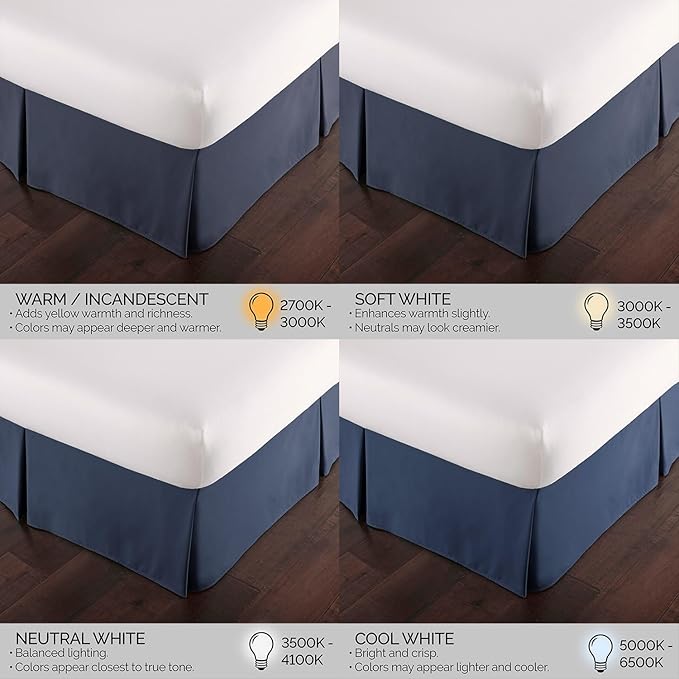 Southshore Fine Living, Inc. King Size Bed Skirt, 14-Inch Drop Pleated Bed Skirt for King Mattress Dust Ruffle for King Size Bed, Dark Blue