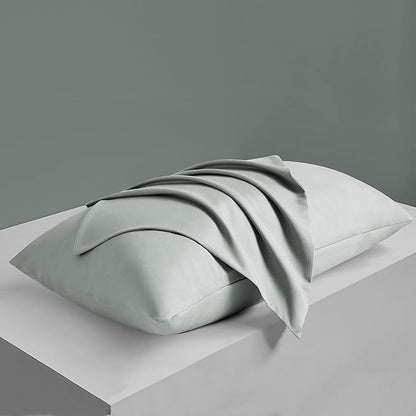 MILVOWOC 2Pcs Brushed Microfiber King Pillowcases - 20 x 36 Inch, Silver Pillow Case Set Non Slip Envelope Pillow Cover with Moisture Absorption and Anti-Wrinkle