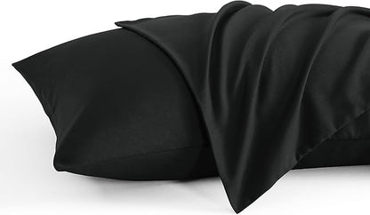 NTBAY Queen Pillow Cases Set, 2 Pack Brushed Microfiber 20x30 Inches, Soft, Wrinkle, Fade, Stain Resistant Black Pillow Cases with Envelope Closure