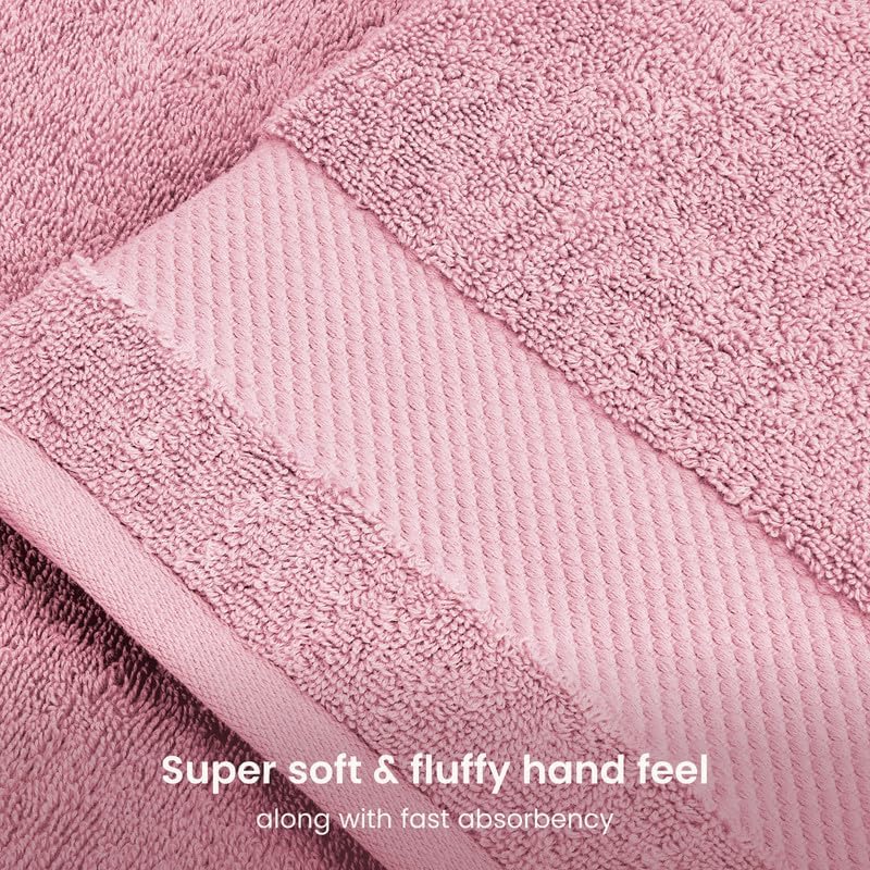 BIOWEAVES 100% Organic Cotton 700 GSM Plush Luxury Bath Towels for Bathroom 30" x 58" GOTS Certified - Dusty Pink, Pack of 2