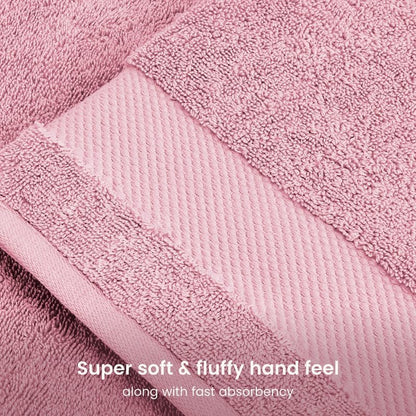 BIOWEAVES 100% Organic Cotton Bath Towel Set | 700 GSM Plush 6-Piece Premium Towel Set GOTS Certified, 2 Bath Towels, 2 Hand Towels & 2 Washcloths - Dusty Pink
