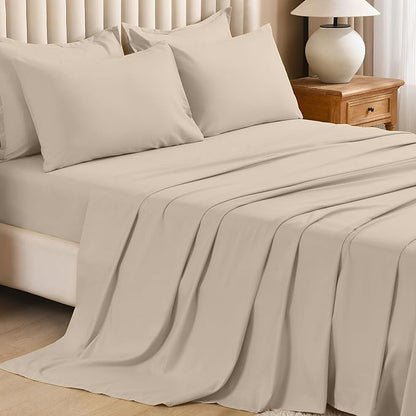 Litanika Comforter Queen Size Set Khaki - 7 Pieces Bed in a Bag Queen Bedding Comforter Sets, Plain Lightweight Bed Set with Comforter, Sheets, Pillowcases & Shams
