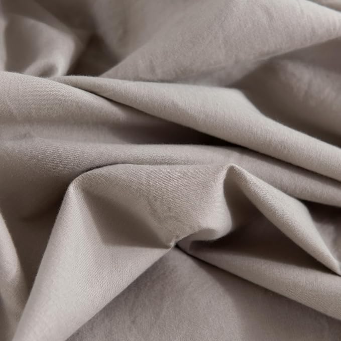 NEXHOME PRO Duvet Cover Set 100% Washed Cotton Oversized King 120"x98" Linen Feel Textured Organic Natural 3 Pieces Bedding Set with Zipper Closure, Breathable (Linen Grey, No Comforter)