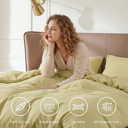 WRENSONGE Queen Comforter Set - 7 Pieces Hemp Soft Bed in a Bag Queen with Fitted Sheet, Flat Sheet, 2 Pillow Shams, and 2 Pillowcases- Warm Bedding Sets for All Season