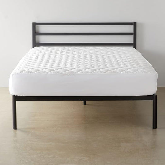 Amazon Basics Hypoallergenic Quilted Plush and Breathable Mattress Topper Pad, 18 Inches Deep, Queen, White