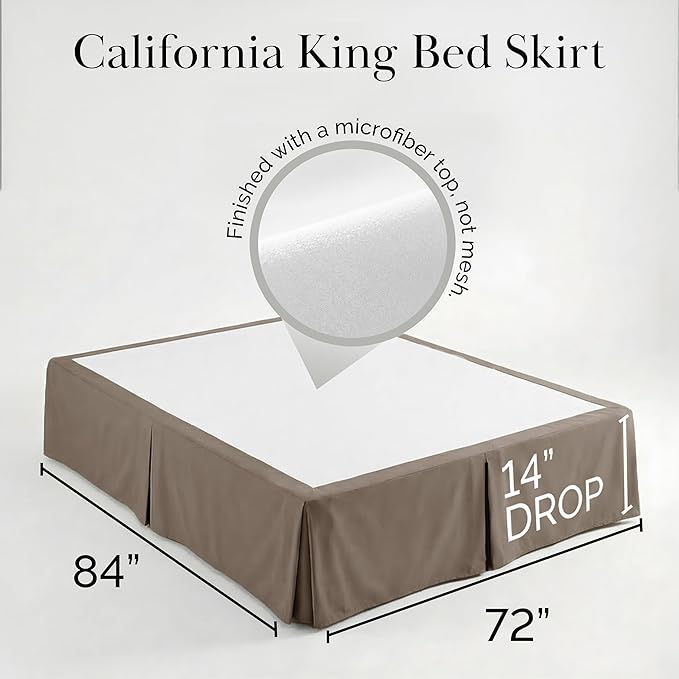 Southshore Fine Living, Inc. Hotel Quality California King Bed Skirt - 14" Drop, Elegant Pleated Design, Premium Dust Ruffle/Cal King Bed Skirt, Easy Care, Luxury Bed Skirt Cal King Size, Dark Taupe