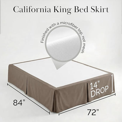 Southshore Fine Living, Inc. Hotel Quality California King Bed Skirt - 14" Drop, Elegant Pleated Design, Premium Dust Ruffle/Cal King Bed Skirt, Easy Care, Luxury Bed Skirt Cal King Size, Dark Taupe