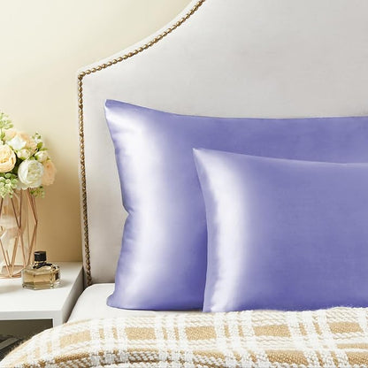 BEDELITE Satin Pillowcase for Hair and Skin, Super Soft and Cooling Similar to Silk Pillow Cases 2 Pack with Envelope Closure, Gift for Women Men(20"x30" Queen Size, Lilac)