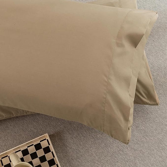 Microfiber Bed Pillowcases 2 Pack King Size, Super Soft Bed Pillow Covers Envelope Closure, Wrinkle, Fade and Stain Resistant, 20x36, Dark Beige