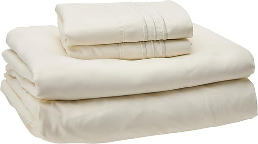 Queen Size Bed Sheets - Breathable Luxury Sheets with Full Elastic & Secure Corner Straps Built In - 1800 Supreme Collection Soft Deep Pocket Bedding, Sheet Set, EXTRA DEEP pocket - Queen, Ivory