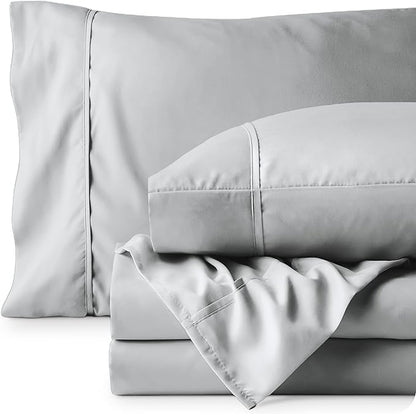Bare Home Twin XL Sheet Set - 1800 Ultra-Soft Microfiber Twin Extra Long Bed Sheets - Double Brushed - Deep Pockets - Easy Fit - 3 Piece Set - Bedding Sheets & Pillowcases (Twin XL, French Grey)