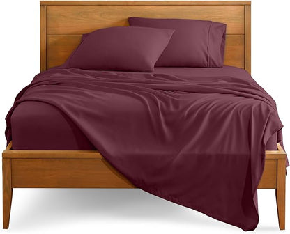 Bare Home Full Sheet Set - 1800 Ultra-Soft Microfiber Full Bed Sheets - Double Brushed - Deep Pockets - Easy Fit - 4 Piece Set - Bedding Sheets & Pillowcases (Full, Burgundy)