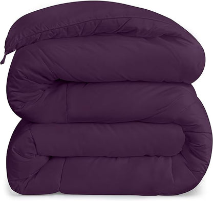 Utopia Bedding Comforters Twin Size, All Season Duvet Insert, Down Alternative Box Stitched Bed Comforter with Corner Tabs, Machine Washable (Plum)