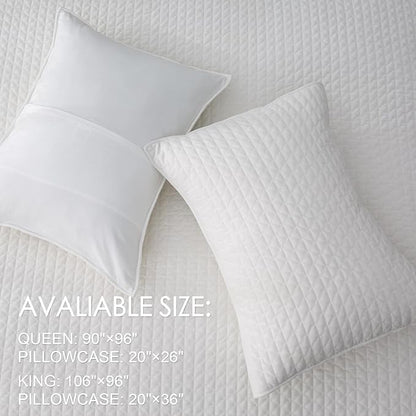 Powdion Velvet Quilt King Size,Bedspread Quilted Bedding Set, Luxurious Soft Coverlet Set Lightweight Velvet Comforter for All Season with 2 Pillow Shams, Striped Quilt Set, 96x106 Cream White