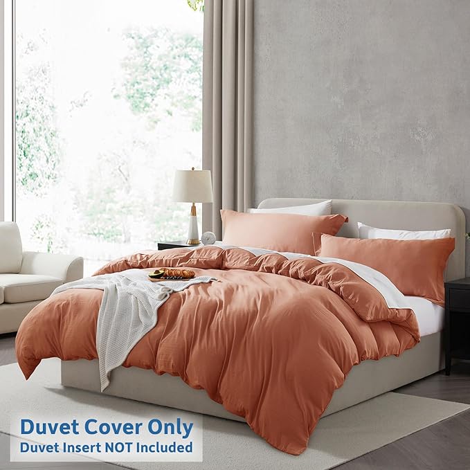 Nestl Twin Duvet Cover Set - Soft Prewashed Rust Duvet Cover Twin/Twin XL, 2 Piece, with Zipper Closure, 1 Duvet Cover 68x90 inches and 1 Pillow Sham