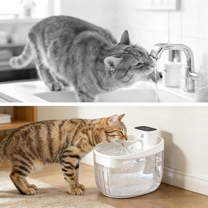 74oz/2.2L Cordless Cat Water Fountain, 5000mAh Battery Operated | 3 Smart Modes, with Motion Sensor, Ultra-Quiet, Pet Drinking Dispenser with LED Light, Wireless Fountain for Cats, Dogs