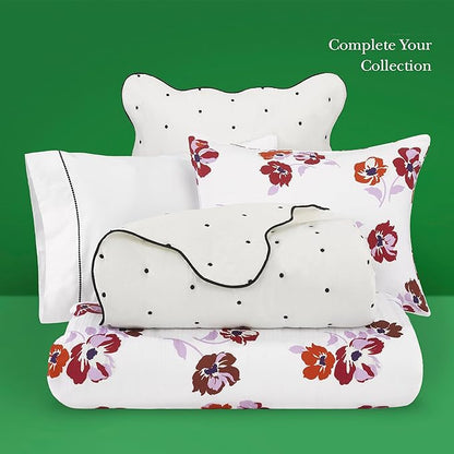 kate spade new york Scalloped Edge 3-Piece Full/Queen Quilt Bedding Set, 100% Cotton Reversible Cover, All Season Warmth Bedding, Machine Washable, Marshmallow