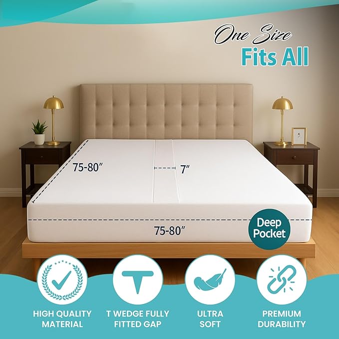 2-in-1 Bed Bridge Twin/Twin XL to King with Attached Sheet – Split Bed Gap Filler & Twin to King Bed Converter (Patent Pending)