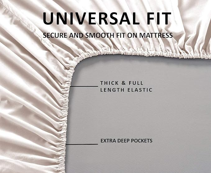 Mattress-Homes Extra Deep Pocket 6 Piece Full Sheet Set, Hotel Luxury Collection, 100% Egyptian Cotton, 21" Deep Fitted Sheet, Soft, Cool & Breathable Bedding with 4 Pillowcases in Ivory Solid