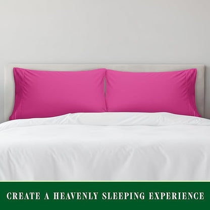 Elegant Comfort Luxury Ultra-Soft 2-Piece Pillowcase Set - 1500 Premium Hotel Quality Microfiber Double Brushed - Wrinkle Resistant, King Size, Pink