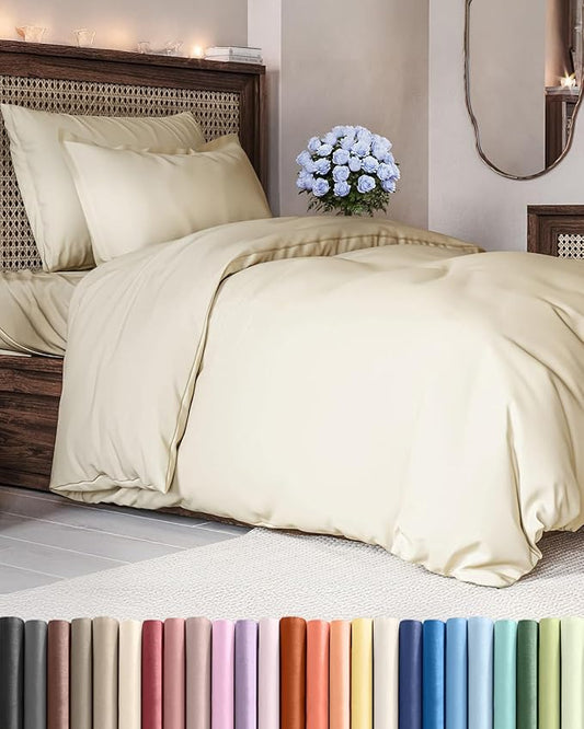 Duvet Cover Twin/Twin XL Size Set - Extra Soft Twin/Twin XL Duvet Cover 68" x 90" with 1 Pillow Sham - Hotel Luxury, Easy Care, Fade Free with Zipper Closures & Ties - Comfy & Breathable (Off White)