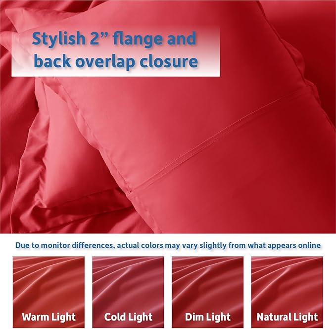 Nestl Red Duvet Cover Queen Size - Soft Double Brushed Queen Duvet Cover Set, 3 Piece, with Button Closure, 1 Duvet Cover 90x90 inches and 2 Pillow Shams