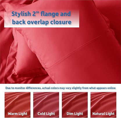 Nestl Red California King Duvet Cover Sets - Soft Double Brushed Cal King Duvet Cover, 3 Piece, with Button Closure, 1 Duvet Cover 104x98 inches and 2 Pillow Shams