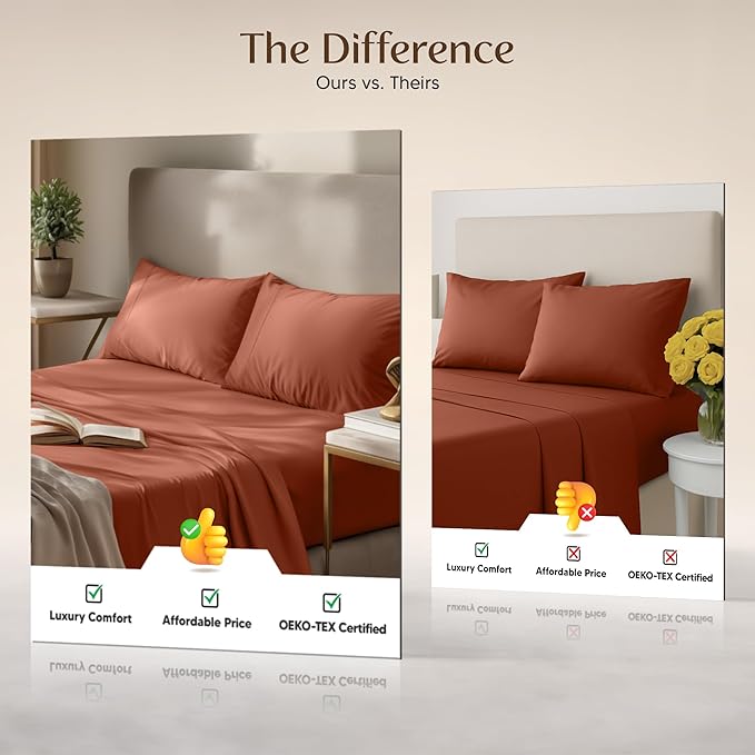 Utopia Bedding Twin Sheet Set – 3 Piece Bed Sheets for Twin Size Bed, Soft and Breathable Microfiber, Includes 1 Fitted Sheet, 1 Flat Sheet and 1 Pillowcase – OekoTex (Orange)