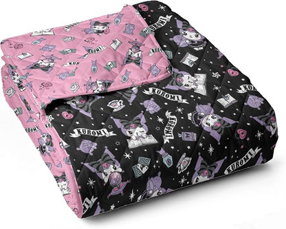 Sanrio Kuromi Anime Comfy Throw - Soft Quilted 60x80 Reversible for Couch, Bed, Adults & Kids
