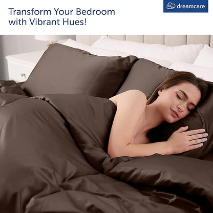 DREAMCARE Queen Sheet Set – 6 pcs Cooling Bed Sheets – up to 21” Deep Pocket Queen Sheets Set – 2500 Supreme Collection – Extra Soft 100% Brushed Microfiber Hotel Luxury with Side Pocket – Mocha Brown
