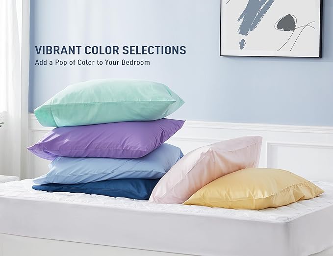 Pillow Cases, Standard Queen Size Cotton Percale Weave Pillowcases, Pre-Shrunk Breathable and Hypoallergenic Pillowcases, Set of 2 (2 Piece Standard/Queen 20 Inch x 30 Inch, Sage Green)