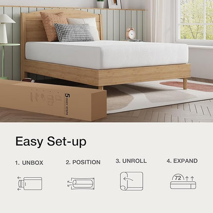 Novilla Full Size Mattress, 8 Inch Full Size Mattress in a Box, Gel Memory Foam Mattresses with Comfort Foam for Cooling Night Sleep, Pressure Relief, CertiPUR-US Certified,White
