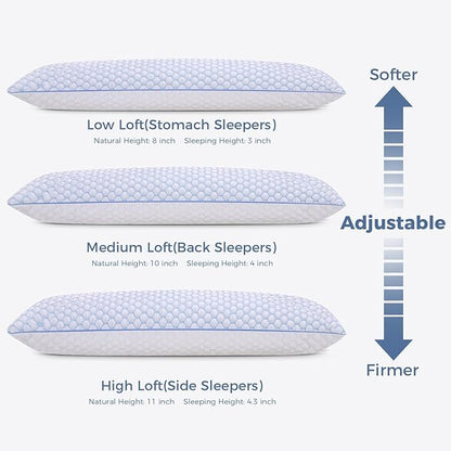 OSBED Cooling Adjustable Shredded Memory Foam Body Pillow - Temperature-Regulating for All Sleepers with Dual Airflow Ventilation(CertiPUR-US & Hypoallergenic & Machine Washable)