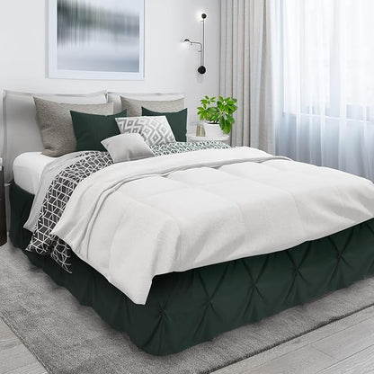 Nestl Forest Green Bed Skirt Queen Size, Pinch Pleat Queen Bed Skirt, 14" Inch Drop Queen Bedskirt Hotel Quality Forest Green Bed Skirts Microfiber Bedskirt for Queen Bed, Forest Green Queen Bed Skirt