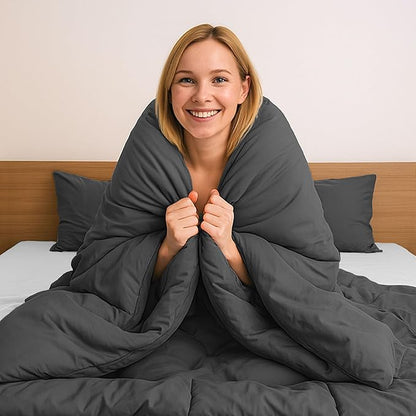 Pure Bedding Duvet Cover King Size - 3 Pieces Extra Soft Bedding Set, Includes 1 Duvet Cover 104x90 Inches with Zipper Closure & 2 Pillow Shams, Comforter Not Included, Dark Grey