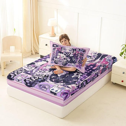 Erosebridal Japanese Uniform Girl Sheets for Boys Girls Anime Gift Fitted Sheet,Kawaii Coquette Kids Bedding Sets Princess Fairytale Bed Sets Twin 2 Piece