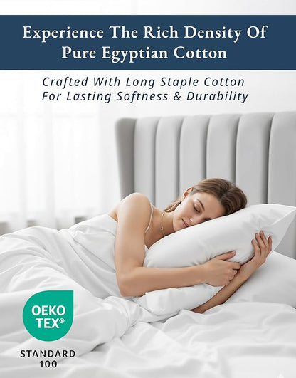 LANE LINEN 100% Egyptian Cotton Twin Sheets Set, Soft & Comfy Luxury Hotel Style Thick Cotton Twin Bed Sheet Set, Fully Elasticized Reinforsed Seams No Pill Natural Cooling White Sheets