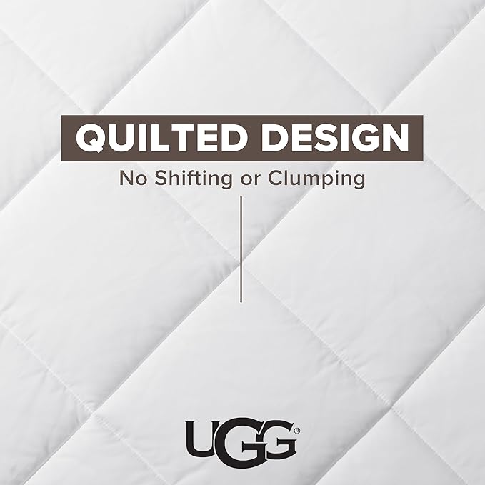 UGG Danielle Full/Queen Comforter Duvet Insert Cooling Lightweight Down Alternative Hypoallergenic Washable Quilted Fluffy Comforter Blanket with Corner Tabs for Duvet Cover, Full/Queen, Bright White