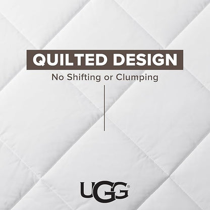 UGG Danielle Full/Queen Comforter Duvet Insert Cooling Lightweight Down Alternative Hypoallergenic Washable Quilted Fluffy Comforter Blanket with Corner Tabs for Duvet Cover, Full/Queen, Bright White