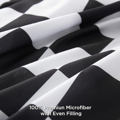 Andency Checkered Comforter Full(79x90Inch), Black White Plaid Gingham Bed Set for Teen Boys Kids, Lightweight Polyester Geometric Preppy Bedding, 3 Pieces