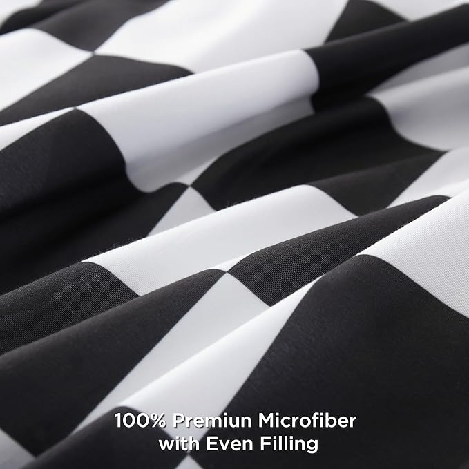 Andency Checkered Comforter Twin(66x90Inch), Black White Plaid Gingham Bed Set for Teen Boys Kids, Lightweight Polyester Geometric Preppy Bedding, 2 Pieces