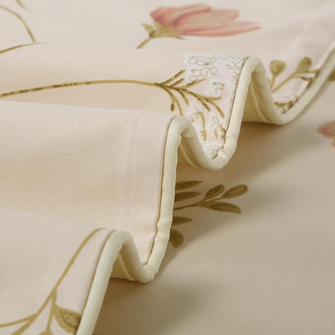 WINLIFE 100% Cotton Pillowcases Set of 2 Garden Flowers Printed Pillow Cases Soft and Breathable Pillow Cover (Queen 20x30'', Beige Floral)