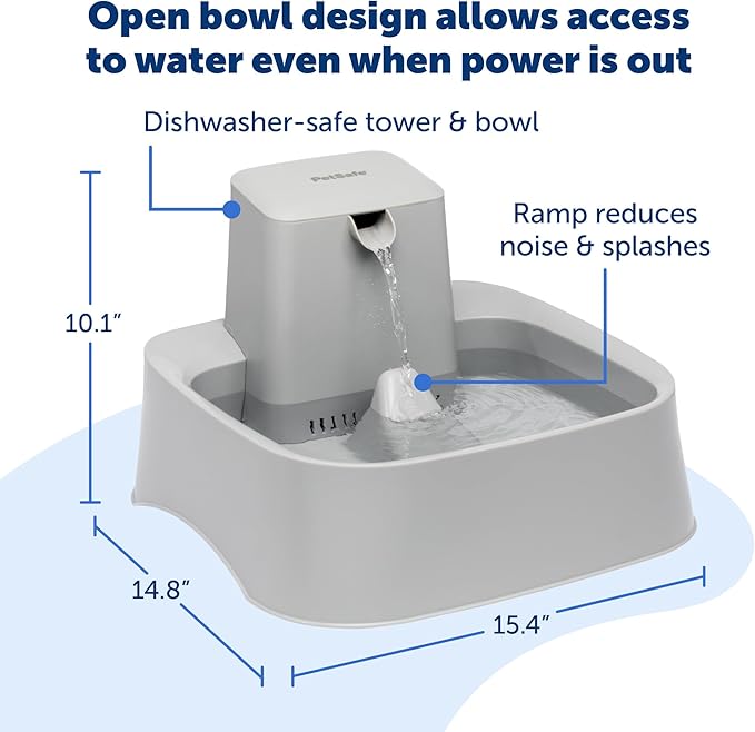 PetSafe Oasys 2 Gallon Pet Fountain | Adjustable Water Flow, Whisker-Friendly Tray, Dishwasher-Safe, Replaceable Carbon & Foam Filters Included